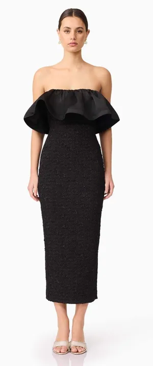 Elliatt Dandelione Strapless Midi Dress in Black S thumbnail 1