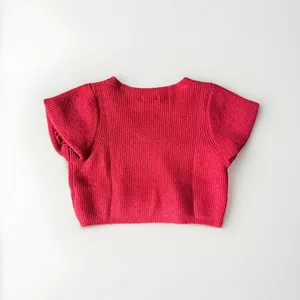 Day + Moon: V-Neck Sweater Cropped Top with Cap‎ Sleeves Annabelle Red NWT thumbnail 9