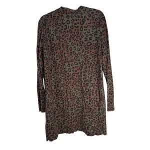 Sanctuary Leopard Print Longline Cardigan Sweater Olive Brown‎ Women's M thumbnail 6