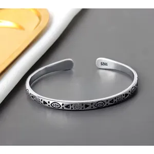 NEW Engraved 925‎ Sterling Silver Adjustable Cuff Bracelet thumbnail 16