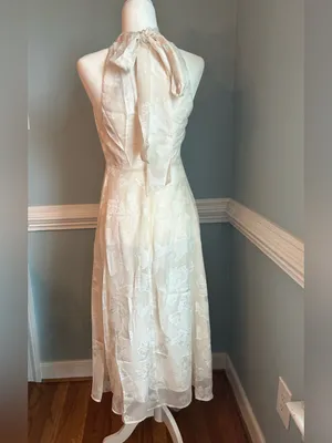 Elegant Ivory Halter Maxi Dress thumbnail 2