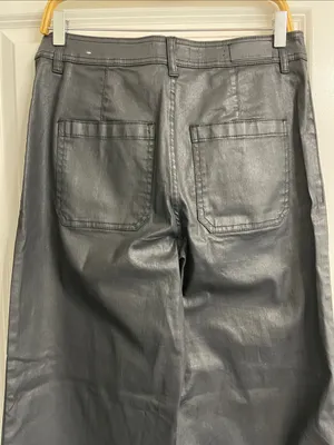 Mango Coated Jeans Culotte High Waist Catherine Ankle Black Wide Leg Size 10 NWT thumbnail 10