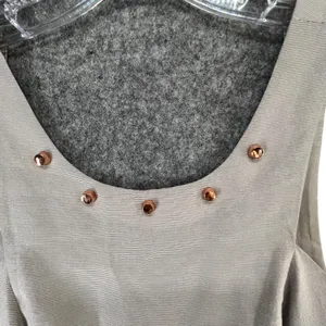 BCBGeneration Mini Dress 2 Light Gray Metallic Studded Pockets Fit Flare HOCO‎ thumbnail 8