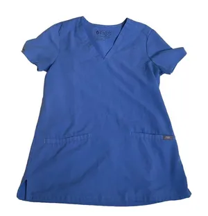 FIGS Technical Collection Blue‎ V-Neck Scrub Top Women's Size Medium thumbnail 1