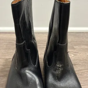 VTG Y2K Justin Black Leather Roper Western Cowboy Boots Square Toe 5.5 Wide Boho thumbnail 2
