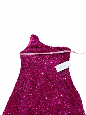 AMERICAN THREADS pink sequin one shoulder dress nwt thumbnail 3