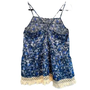 I Madeline Seascape Blue Fringe Sleeveless Top size Large thumbnail 3