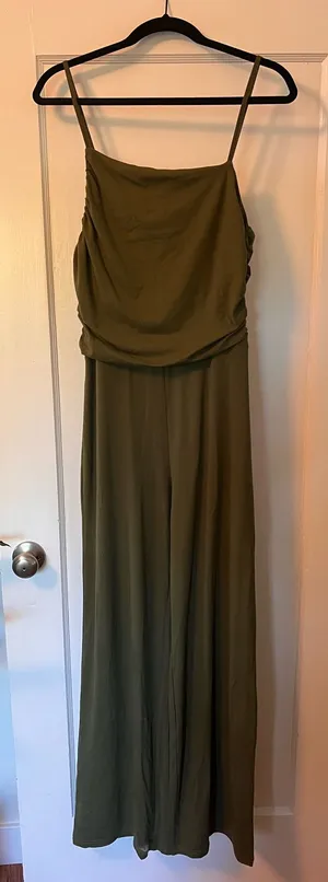 Cider Solid Asymmetrical Neck Wide Leg Jumpsuit thumbnail 1
