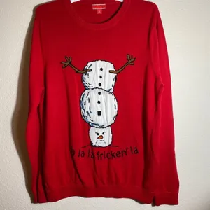 Snowman Christmas Sweater Red‎ Red Size L thumbnail 8