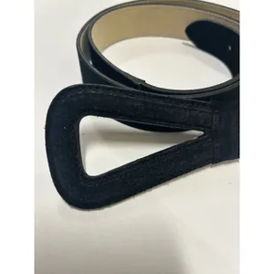 Coldwater Creek Black Suede‎ Leather Belt Triangle Buckle Large Modernist Womens thumbnail 3