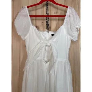 Lulus Darling Concept White Tiered Tie-Front Puff Sleeve Dress Classy Medium thumbnail 5