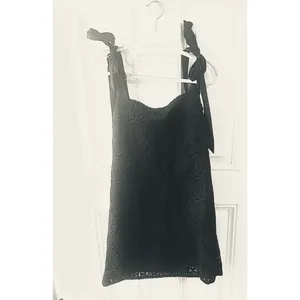 Express Crochet Square Neck Tie Mini Dress with Tie Straps thumbnail 4