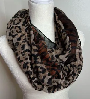 Cejon Animal Print Hombre Infinity Scarf Neutral Color Palette Cheetah Leopard thumbnail 1