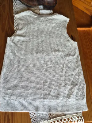 LOFT Cream Textured Sleeveless Knit Tank Large thumbnail 5