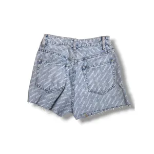 Playboy by PacSun Light Wash Blue All Over Logo Print Denim Shorts Size 24 High thumbnail 2