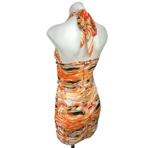 Princess Polly Viviana Orange Geometric Halter Neck Ruched Mini Bodycon Dress 6 thumbnail 7