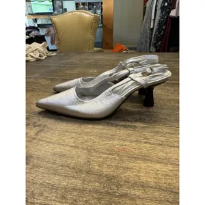 Saint G Leather Slingback Kitten Heel Cynara Silver Metallic Size 36 US 5.5 thumbnail 4