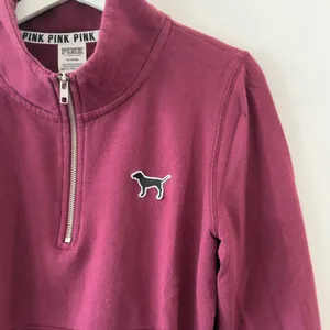 Pink Victoria's Secret Maroon Fleece Quarter Zip Size M thumbnail 3