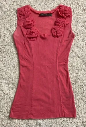 Elegant Pink Sleeveless Transparent Top thumbnail 1