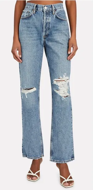 AGOLDE Lana Straight Jeans Ripped Distressed thumbnail 1