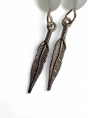 Handmade Frosted Bead Feather Earrings thumbnail 2