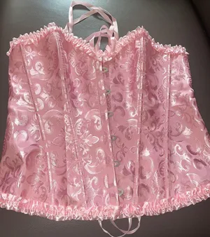 Pink Lace Up Corset Size XL thumbnail 2