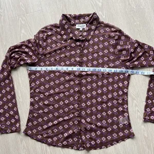 Lavender Moon Shirt Womens XL Sheer Mesh Floral Print Long Sleeve Retro Preppy thumbnail 6