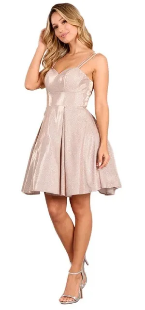 Chic Boutique NY gold glittery cocktail homecoming short dress corset medium thumbnail 1