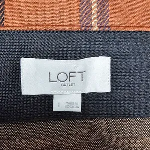 LOFT Outlet Orange & Brown Windowpane Plaid Aline Skirt Size Large Academia thumbnail 6