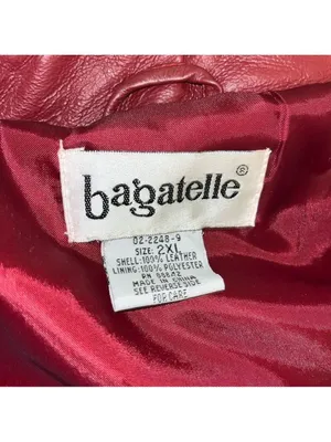 Vintage red leather jacket 80s 90s plus size leather coat button dressy thumbnail 3