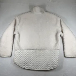 Athleta Tugga Sherpa Snap Pullover‎ Fleece Jacket Cream White Womens Large L thumbnail 11