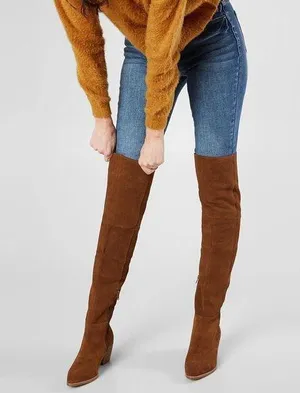 Steve Madden Lucca brown suede leather pull on over the knee boots thumbnail 1