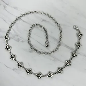 Y2K Rhinestone Flower Silver Chain Belt Extra Small/Small (XS/S) ✨ thumbnail 2