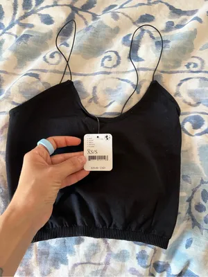 NWT- free people black skinny strap brami crop top thumbnail 3