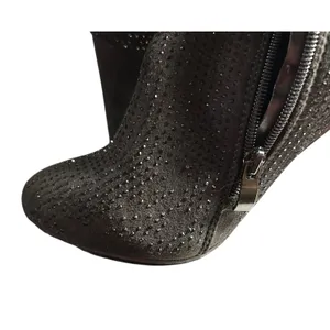 Boots Ankle Black SZ 9 Sparkle Slouch Block Heel Zip Side Forever Booties Goth thumbnail 6