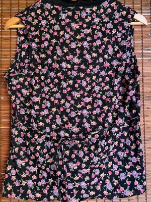 Vintage Angie Floral Tunic Top Large Black Boho V Neck NWT Y2K thumbnail 7