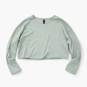 Hyphen Los Angeles Sage Green Cropped Long Sleeve Top M thumbnail 5