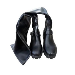 Marc fisher LTD Over The Knee Lug Sole Moto Boots Black Buckle Size 5.5 Side Zip thumbnail 4
