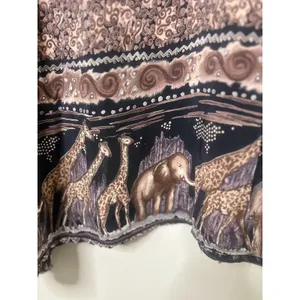 Vintage Looking Good Maxi Dress Safari Giraffe Elephant Asymmetric Tie Back 1X‎ thumbnail 13
