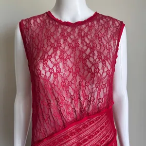 Urban Outfitters Maxine Knit Sheer Lace Maxi Dress Size L Red thumbnail 2