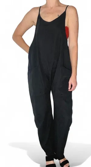 Black Casual Utility Zipper Detail Relaxed Sleeveless Jumpsuit thumbnail 1