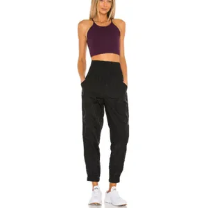 Free People Movement The Way Home Jogger Womens M Black High Rise Smocked Waist thumbnail 4