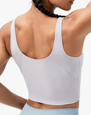 Amazon Lavento Women's Longline Sports Bra - Crop Tank Top with Built in Bra thumbnail 4
