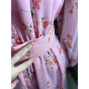 formal dress prom maxi pink floral sheer sleeves pink orange 1970s thumbnail 13