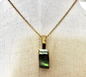 Gold tone abalone pendant necklace thumbnail 1