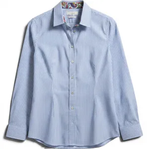 Robert Graham‎ Button Down Womens S Blue White Striped Contrast Trim Long Sleeve thumbnail 1