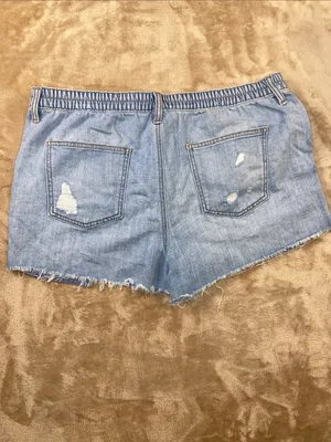 aerie Distressed Light Blue Denim Cutoff Shorts thumbnail 3