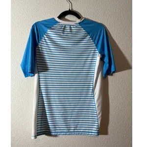 Reel Legends Women's Size S Keep-it-cool Blue White Striped Moisture Wicking Tee thumbnail 2