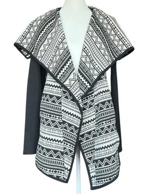 Gianni Bini Black and White Aztec Print Cardigan Blazer Sz‎ S thumbnail 1