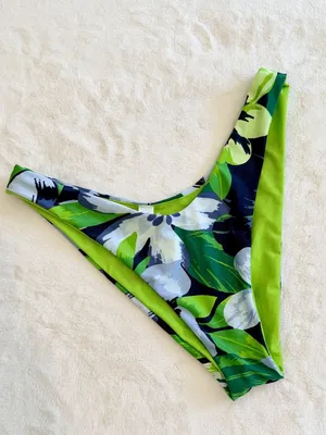 NWT Aerie Tropical Floral Super High Cut Cheekiest Bikini Bottom - Size: Large thumbnail 2